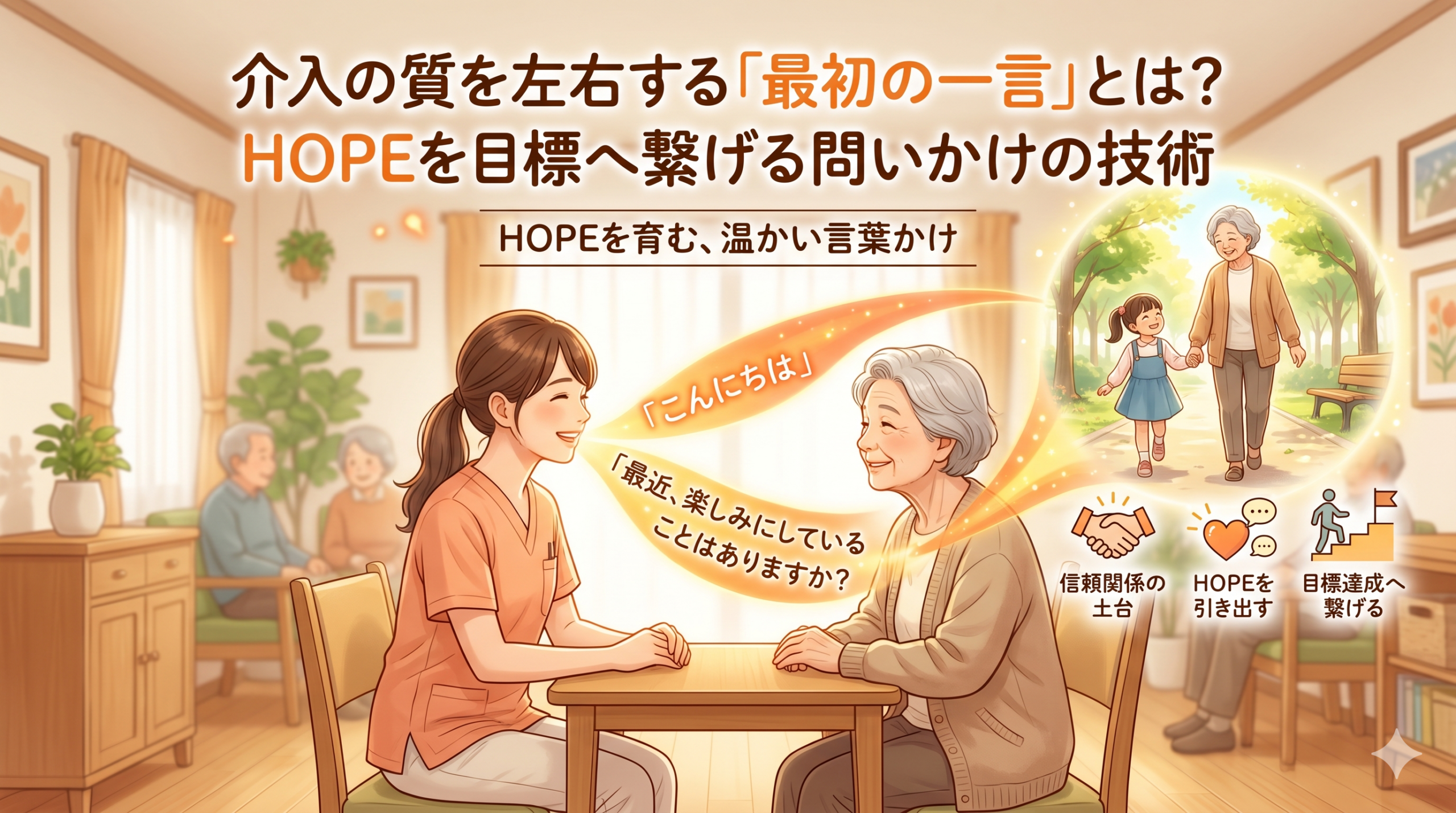 介入の質を左右する「最初の一言」とは？　HOPEを目標へ繋げる問いかけの技術